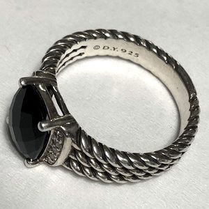 David Yurman Black Onyx Petite Wheaton Ring Size 8